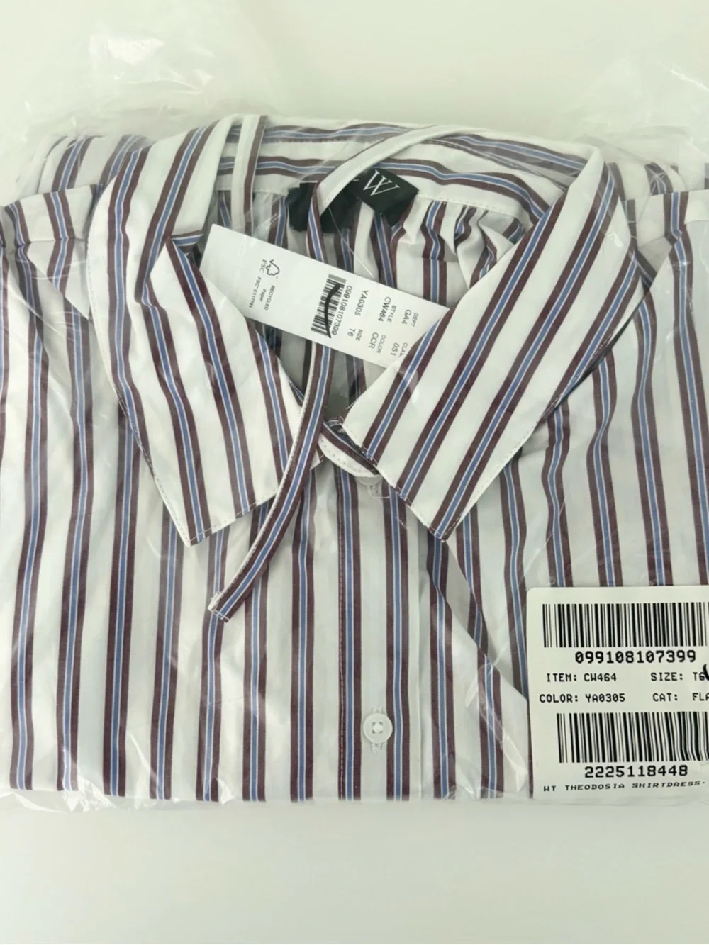 NWT J. Crew Mini Cap-sleeve Shirt-dress Striped Cotton Poplin Crushed Crimson